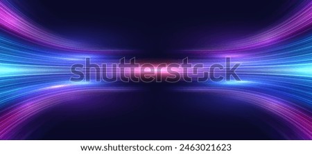 High-speed light trails effect. Futuristic digital technology movement concept. Network connection, AI, communication, big data, data transfer, Network, cyber light trails. Vector eps10.