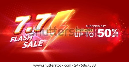 7.7 discount flash sale background. Vector illustration for shopping day, online shopping, special Offer coupon, voucher, banner template, websites, social media advertising.