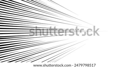 Fast speed lines on white background. Anime comic speed lines movement effect. Vector illustration.