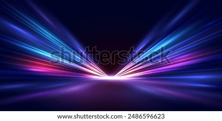 Modern abstract high-speed movement. Dynamic motion light trails with motion blur effect on dark background. Futuristic, technology pattern for banner or poster design.