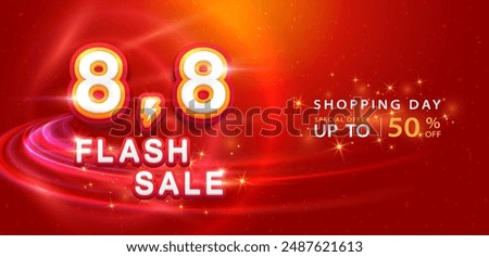 8.8 discount flash sale background. Vector illustration for shopping day, online shopping, special Offer coupon, voucher, banner template, websites, social media advertising.