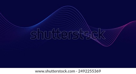 Modern abstract glowing wave lines on dark background. Smooth curved wave line. Dynamic flowing wave lines design element. Futuristic technology and sound wave pattern. Vector EPS10.