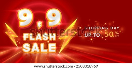 9.9 discount flash sale background. Vector illustration for shopping day, online shopping, special Offer coupon, voucher, banner template, websites, social media advertising.