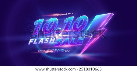 10.10 discount flash sale background. Vector illustration for shopping day, online shopping, special Offer coupon, voucher, banner template, websites, social media advertising.