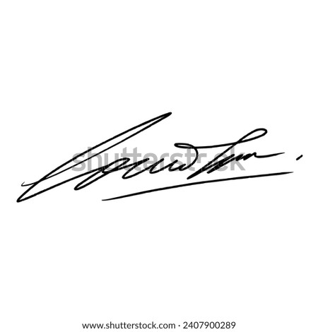 Abstract signature letter L. Vector illustration with black lettering and transparent background.