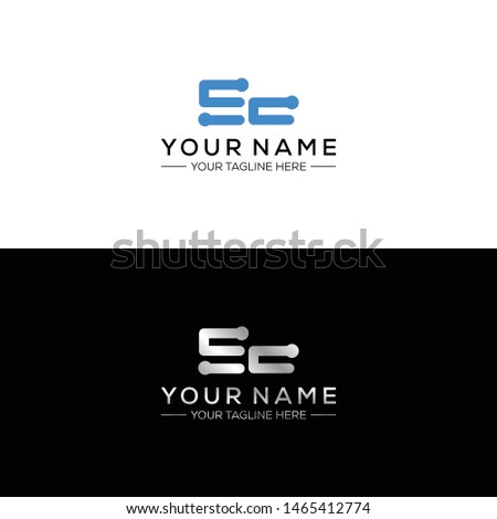 Monogram logo with the concepts of letters E and C. Logo of Technology. Logo with masculine and luxurious nuances, blue and / or silver logos.