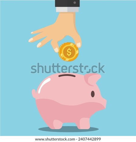 Piggy bank filled with money .Eps 10 vector.