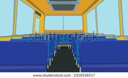 Interior Bus Vector Inside Front Design Colorful Transportation School Bus On Wheels Illustration Art