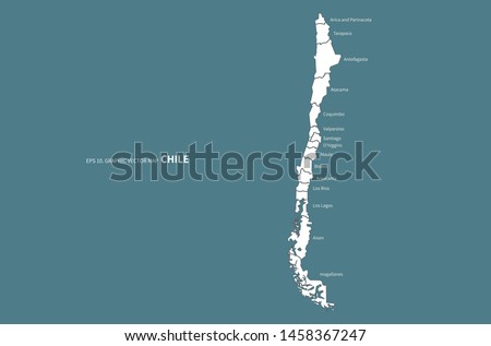 graphic vector of chile map. latin america countries map. south america. santiago map.
