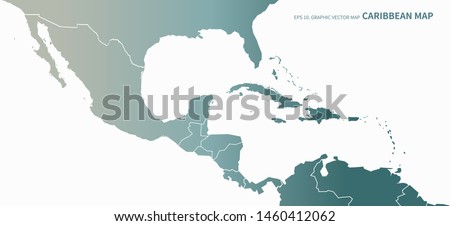 graphic vector map of caribbean countries. central america map. 