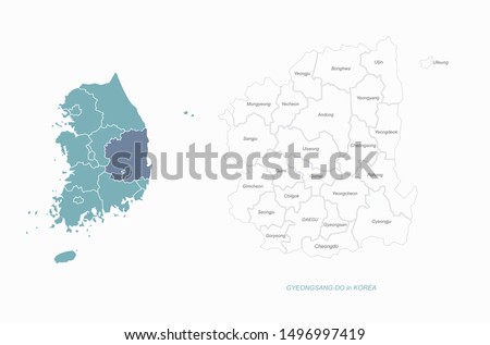 graphic vector of gyeongsang do map.
south korea map. gyeongsang bukdo.
daegu map.