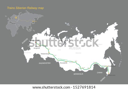 vector of siberian train railway map.
russian railway graphic map.