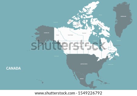 detailed vector of canada map. north america country map.