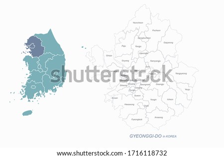 graphic vector of gyeonggi-do map.
south korea map. gyeonggi do, seoul, incheon.