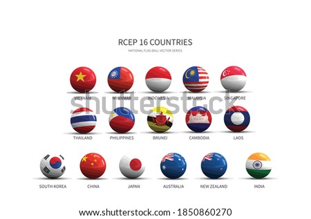 Flag Ball Vector of RCEP Countries