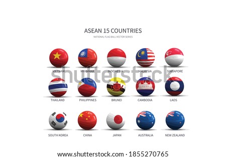 Flag Ball Vector of RCEP 15 Countries. 