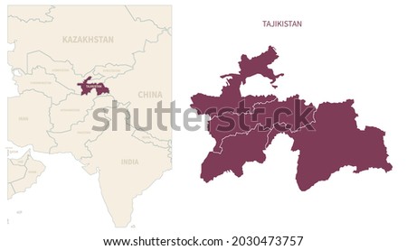 Tajikistan map. map of Tajikistan and neighboring countries.