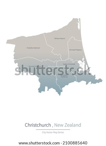 Christchurch Map. vector map of city in the New Zealand.