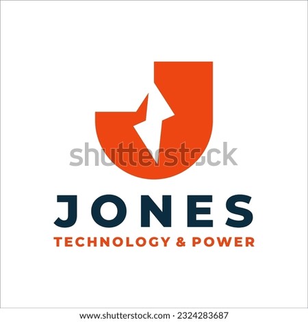 letter j power electric initial logo design