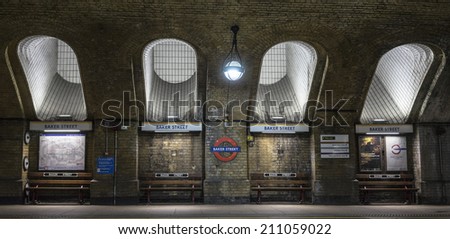 London, United Kingdom - May 29: Baker Street, subway station in London, United Kingdom on May 29, 2014.