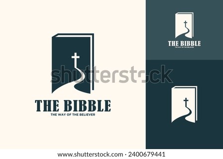 Holy book cross path of truth vector logo design