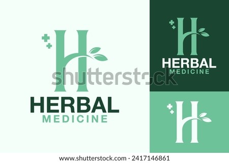 Letter H Herbal Nature Medicine Health Logo Design