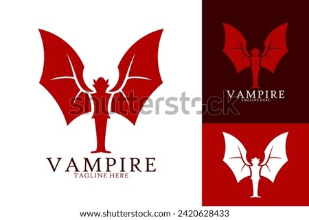 Vampire Flat Red Wings Dracula Logo Design