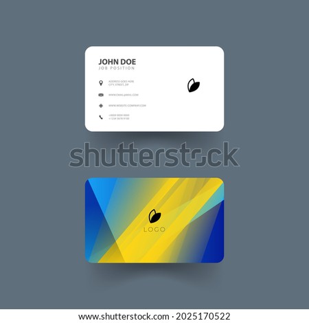 design of business card design with abstract shapes, yellow and blue color