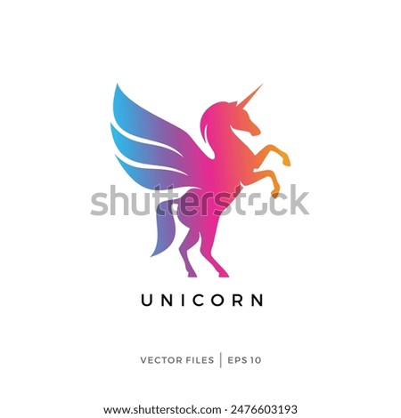 unicorn pegasus horse winged sign logo design