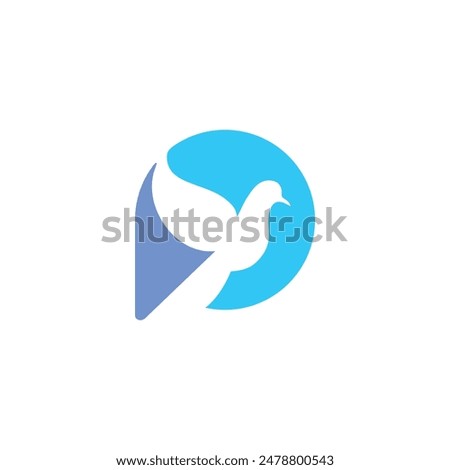 logo design initial P with pigeon in negative space