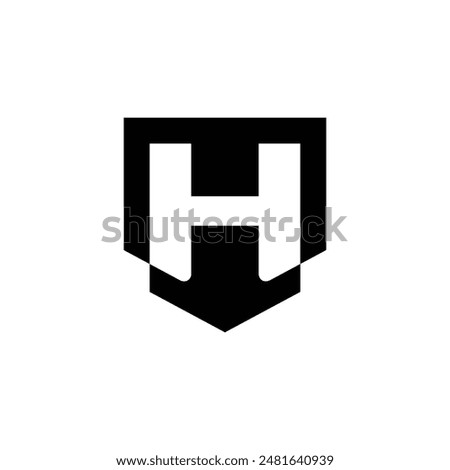 Letter H logo shield down arrow sign