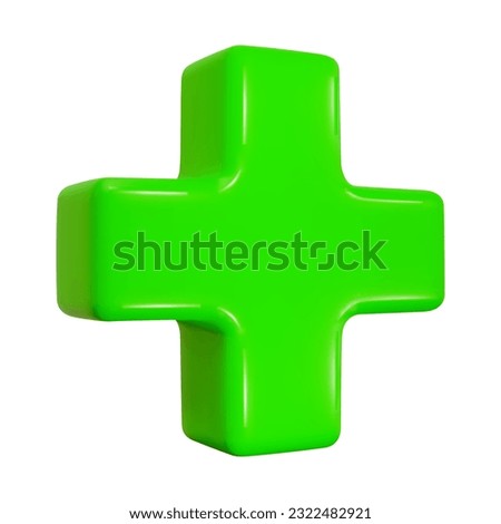 3d green plus sign. Medical icon apteka. Vector illustration on isolated background.