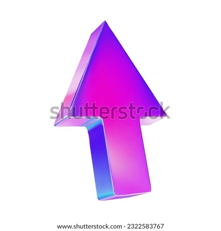 3d  neon arrow pointing up. Vector illustration on isolated background.