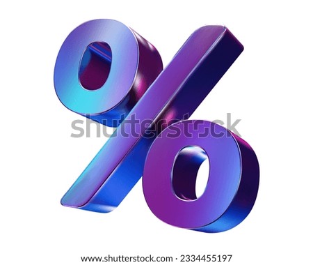Neon 3d sign percent discount on isolated background. Voucher gift. Vector illustration.	
