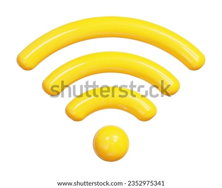 3d realistic yellow Wifi  icon yellow color. Cartoon minimal style. Online communication concept. Stock vector illustration.