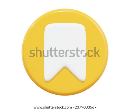 3d yellow bookmark  icon symbol on isolated background. Saved post button. Stock vector illustration.