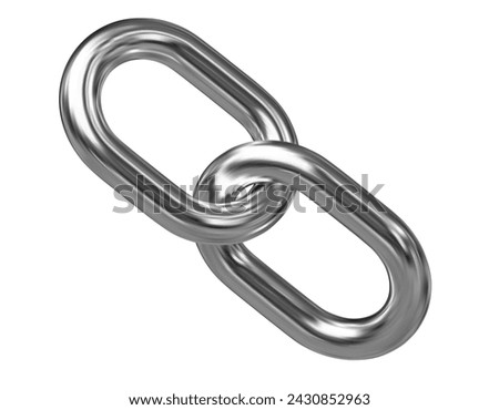 3d metal chain or link Icon. Stock vector illustration on isolated background.