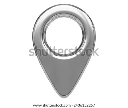 3d metal map location pointer. Pin code icon of the geolocation map. Cartoon style. Stock vector illustration on isolated background.