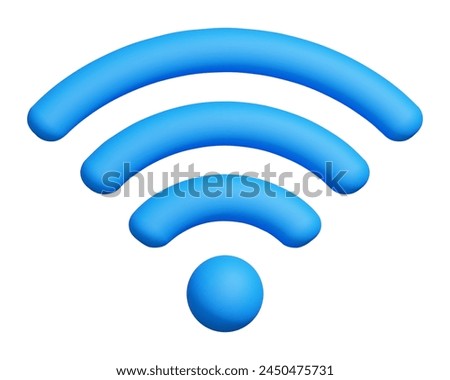 3d blue Wifi  icon yellow color. Cartoon minimal style. Online communication concept. Stock vector illustration.