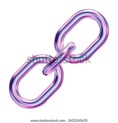 3d holographic, neon chain or link Icon. Stock vector illustration on isolated background.	
