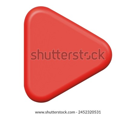3d red play button icon. Symbol to watch tv, video, movie,live stream. Stock vector illustration on isolated background.