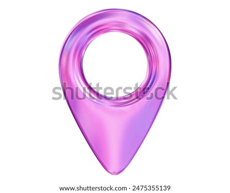 3d neon map location pointer. Pin code icon of the geolocation map. Stock vector illustration on isolated background.