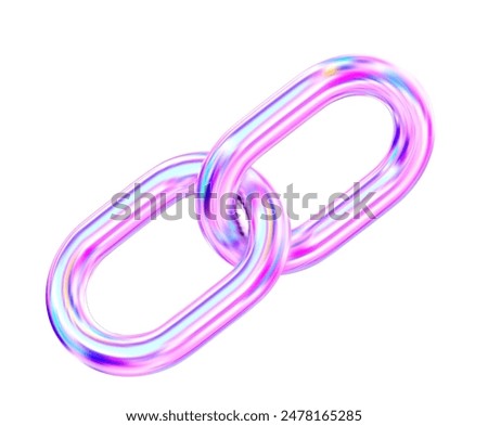 3d holographic, neon chain or link Icon. Stock vector illustration on isolated background.	
