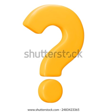 3d yellow question mark. Faq problem solution symbol. Vector illustration on isolated background.	
