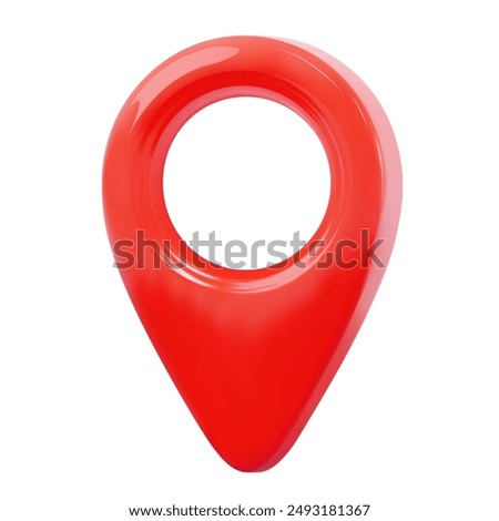 3d red map location pointer. Pin code icon of the geolocation map. Plastic cartoon style. Stock vector illustration on isolated background.	
