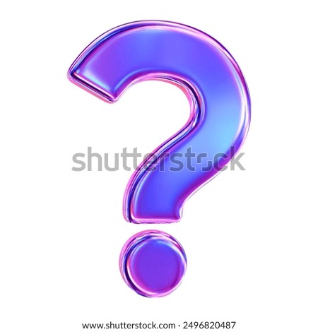 3d holographic or neon question mark icon. Faq problem solution symbol. Stock vector illustration on isolated background.