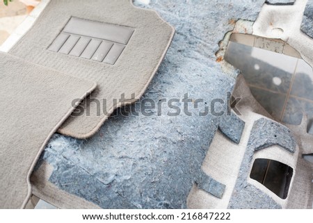 car mat set prepared for wash