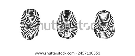 Fingerprint icon set, print hand drawn doodle style. Outline print finger. Vector illustration