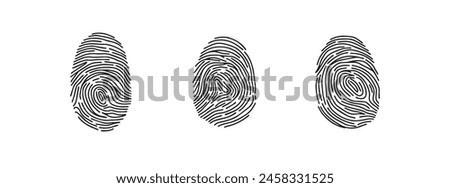 Fingerprint icon set, print hand drawn doodle style. Outline print finger. Vector illustration