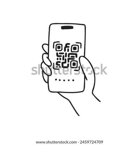 doodle scan qr code illustration isolated background. hand drawn line style. Vector illustration